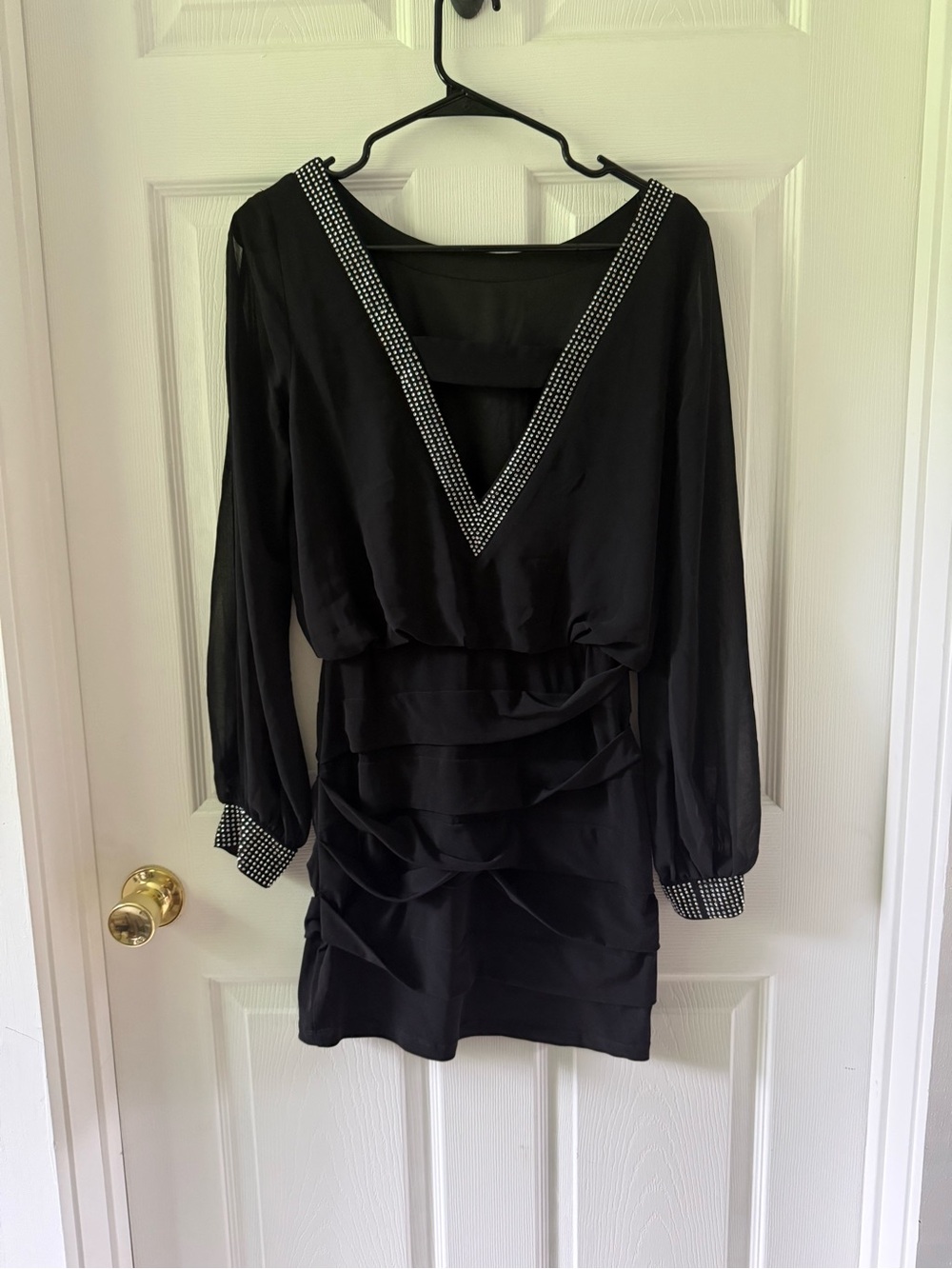 Jodi Kristopher Black Studded Satin Dress